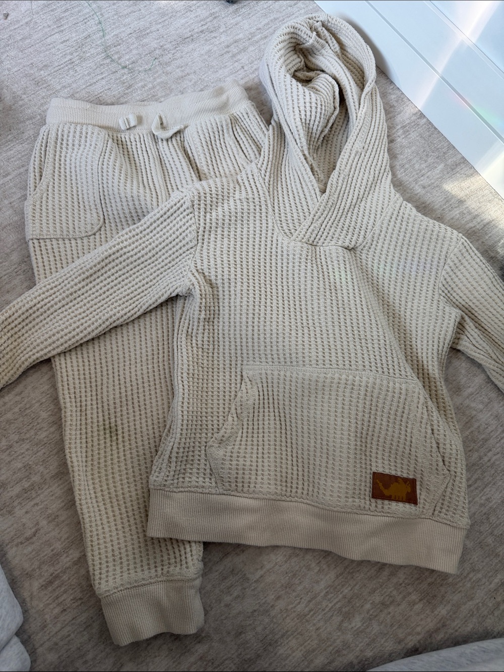 Cat & Jack Cream Waffle-Knit Hoodie and Joggers Set 5T